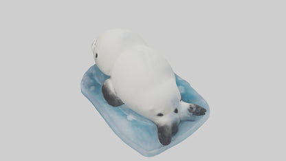 3D model Harp Seal pup on ice model VR / AR / low-poly