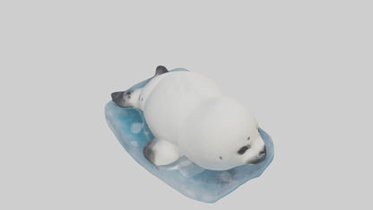 3D model Harp Seal pup on ice model VR / AR / low-poly