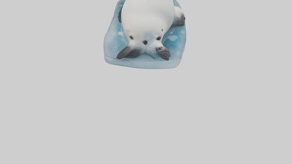 3D model Harp Seal pup on ice model VR / AR / low-poly