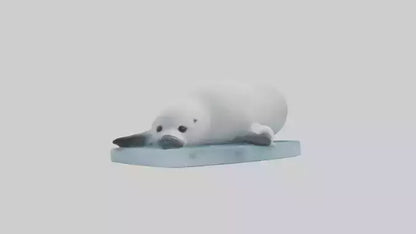 3D model Harp Seal pup on ice model VR / AR / low-poly