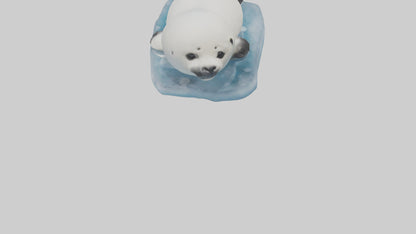 3D model Harp Seal pup on ice model VR / AR / low-poly