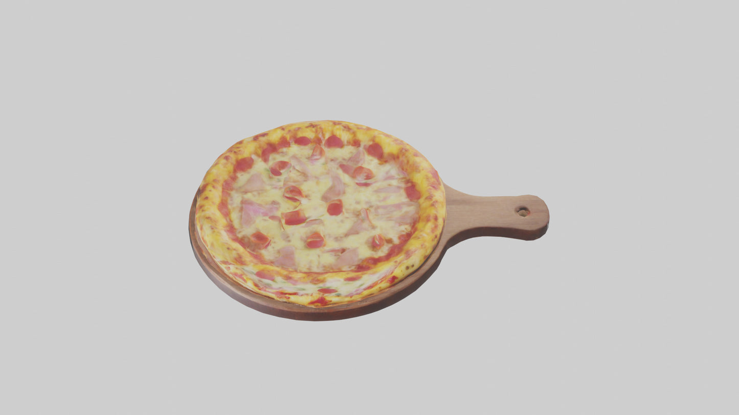 3D model Hawaiian pizza model VR / AR / low-poly