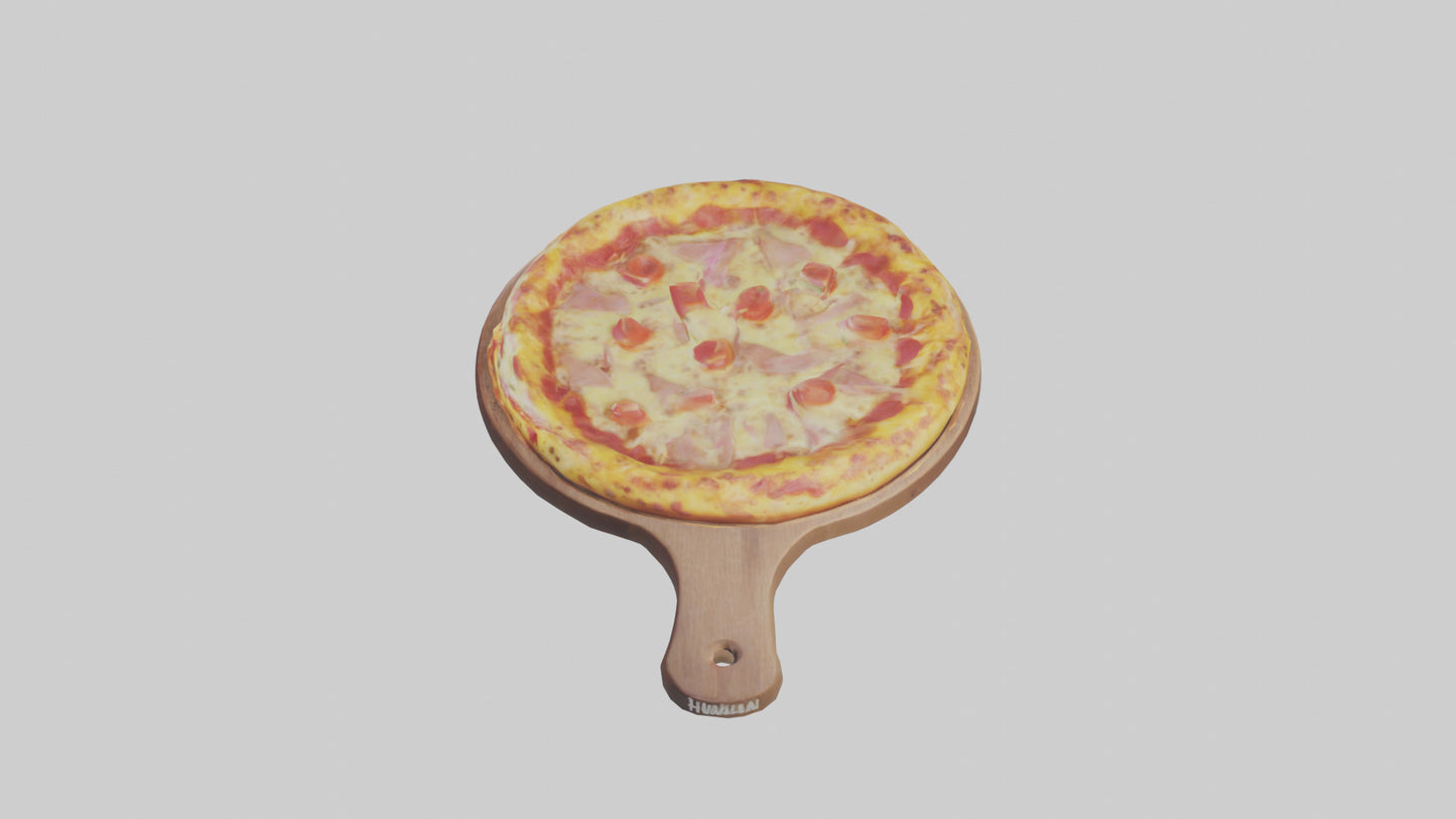 3D model Hawaiian pizza model VR / AR / low-poly