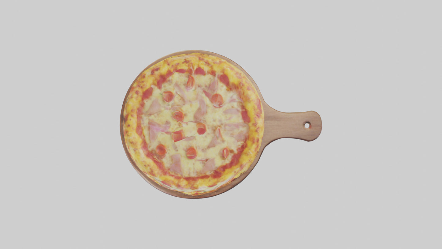 3D model Hawaiian pizza model VR / AR / low-poly