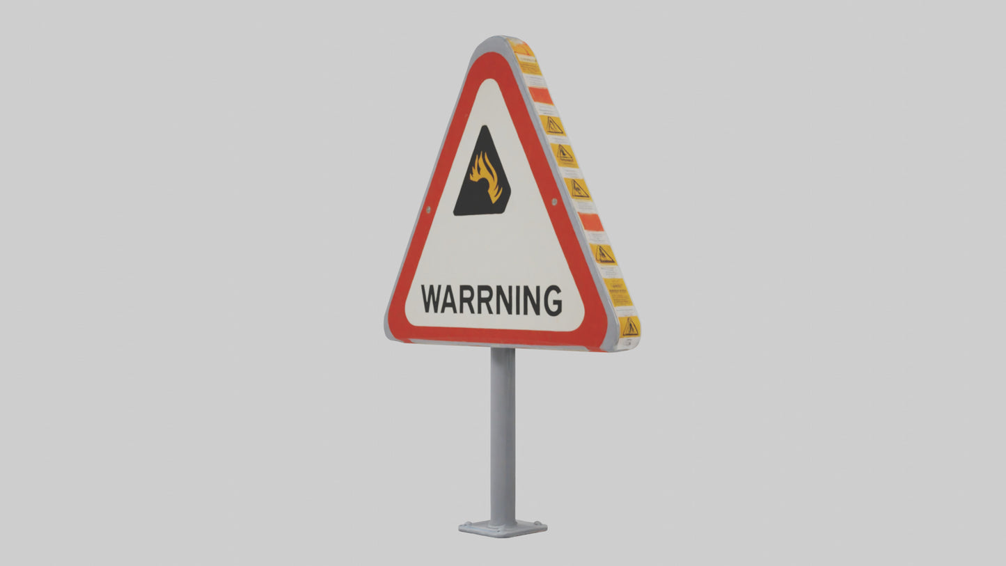 Heavy Impact Warning Sign model VR / AR / low-poly
