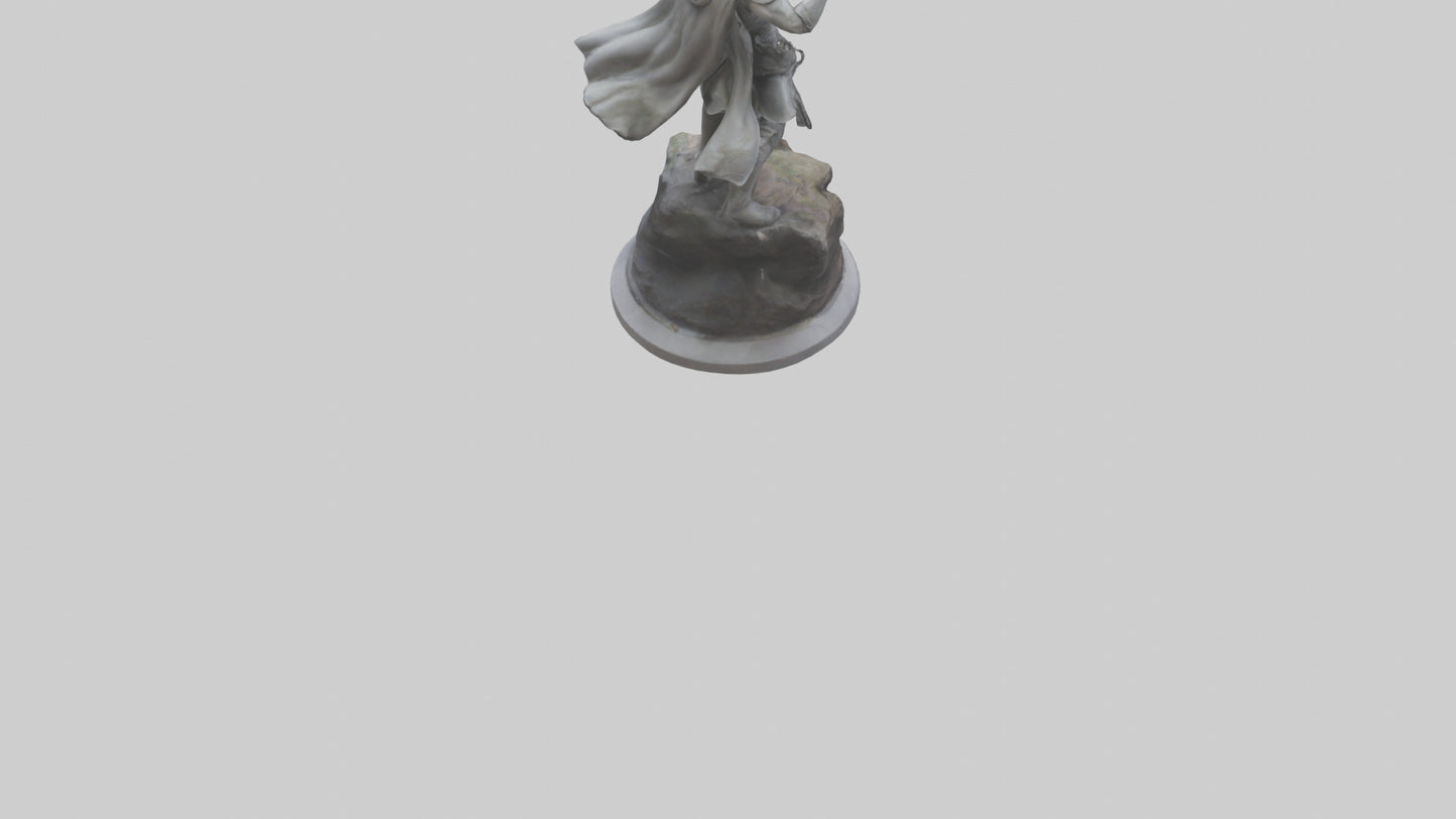 Heroic Fight Statue model VR / AR / low-poly