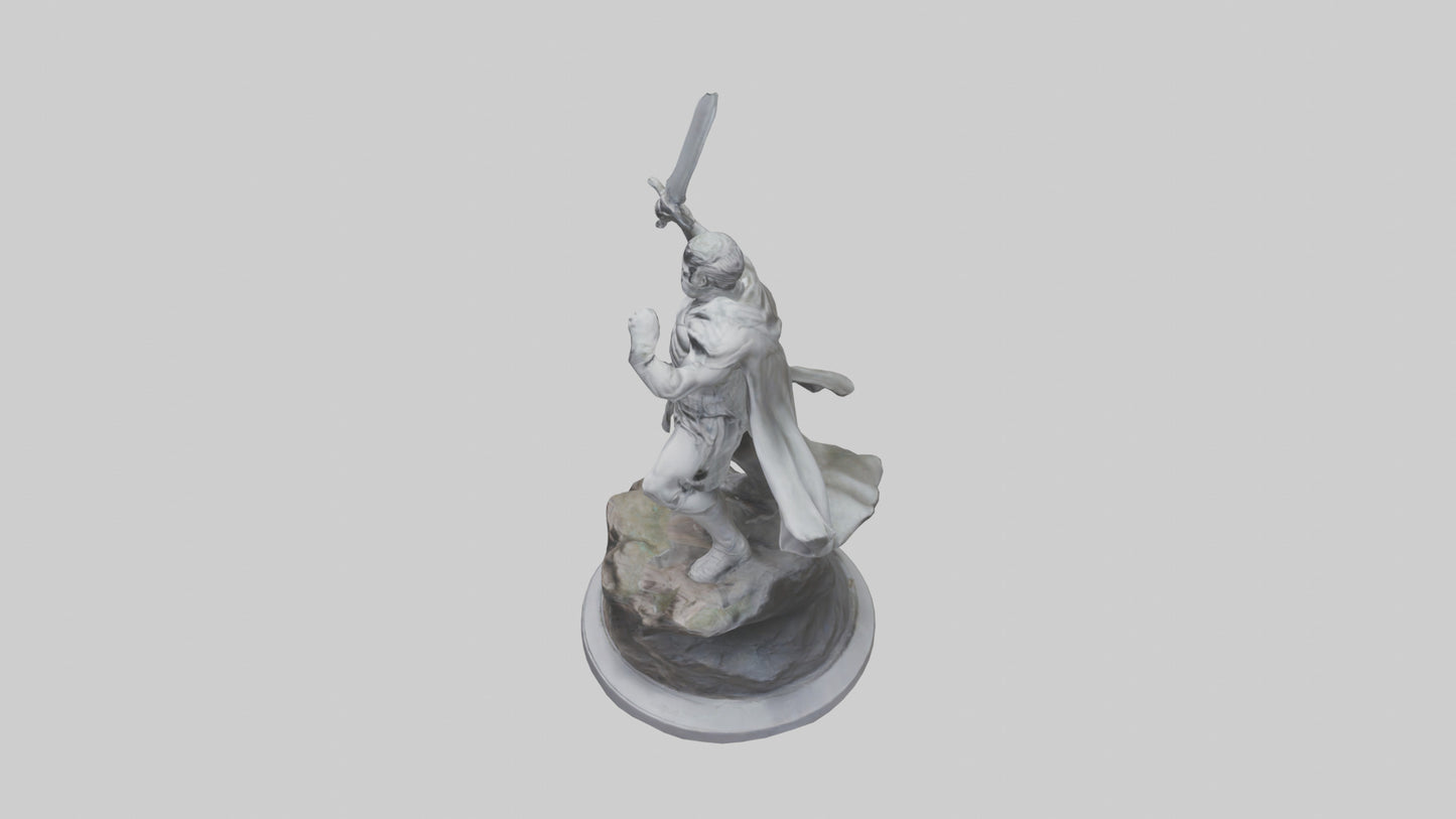 Heroic Fight Statue model VR / AR / low-poly