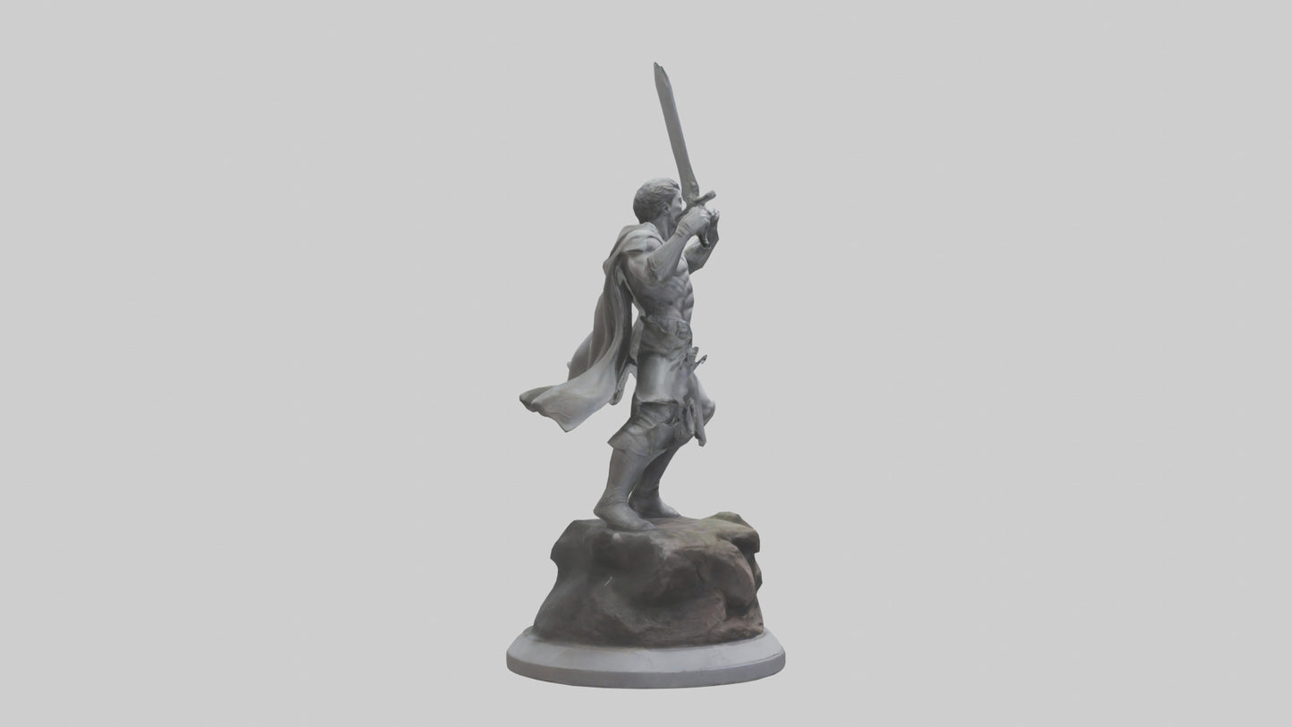 Heroic Fight Statue model VR / AR / low-poly