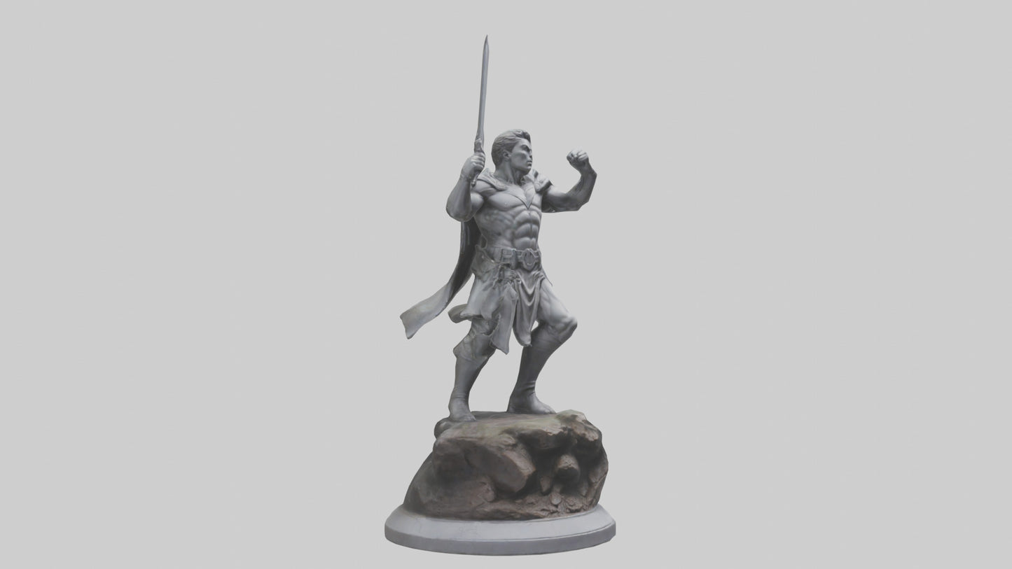 Heroic Fight Statue model VR / AR / low-poly