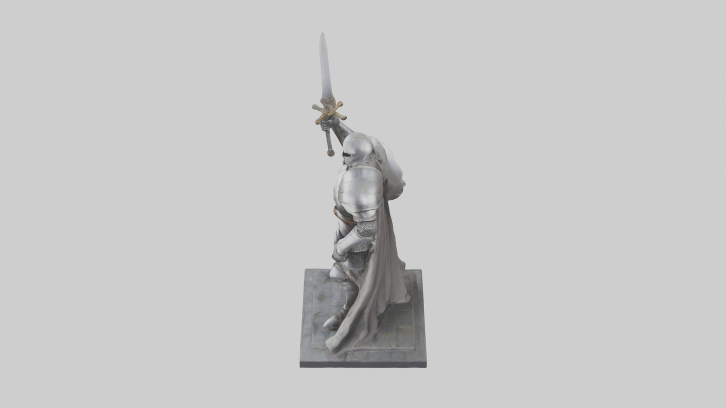 3D model Heroic Knight with Sword Statue model VR / AR / low-poly