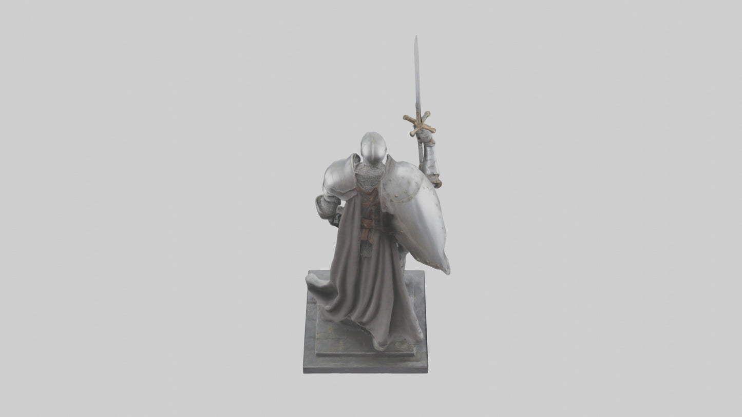 3D model Heroic Knight with Sword Statue model VR / AR / low-poly