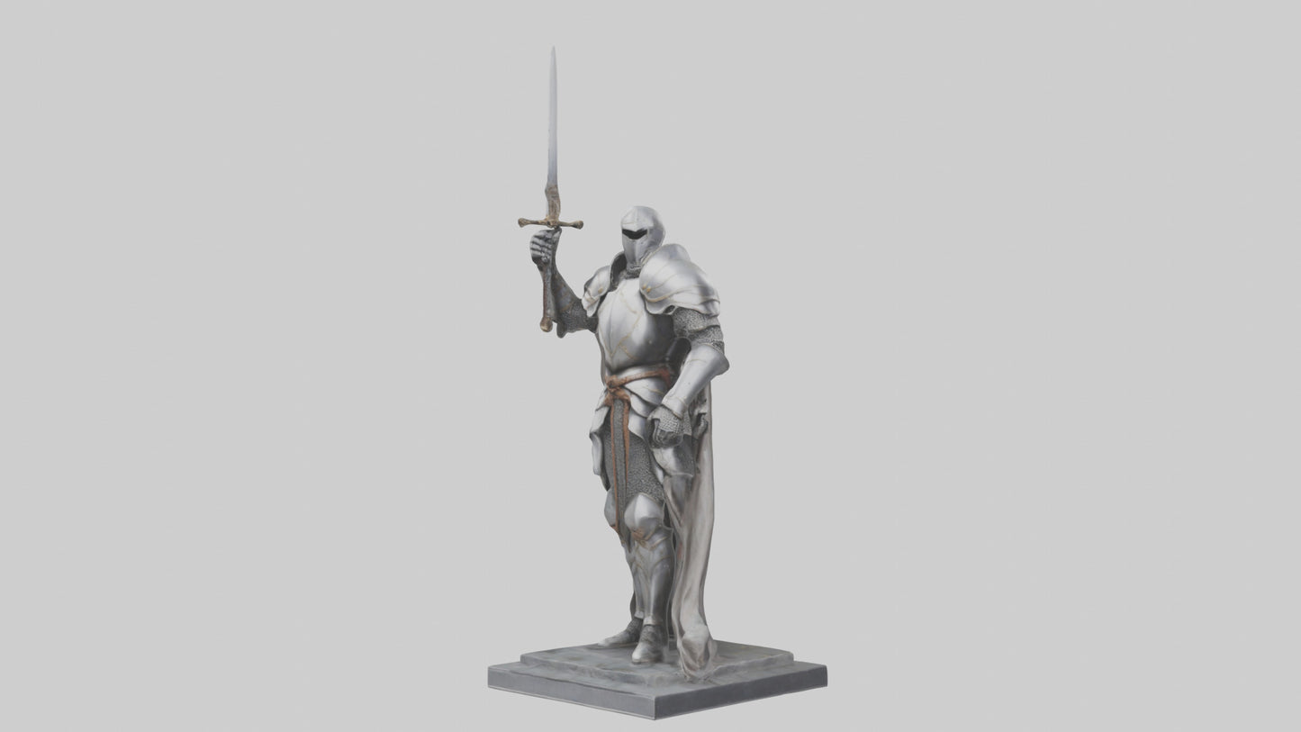 3D model Heroic Knight with Sword Statue model VR / AR / low-poly