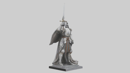 3D model Heroic Knight with Sword Statue model VR / AR / low-poly