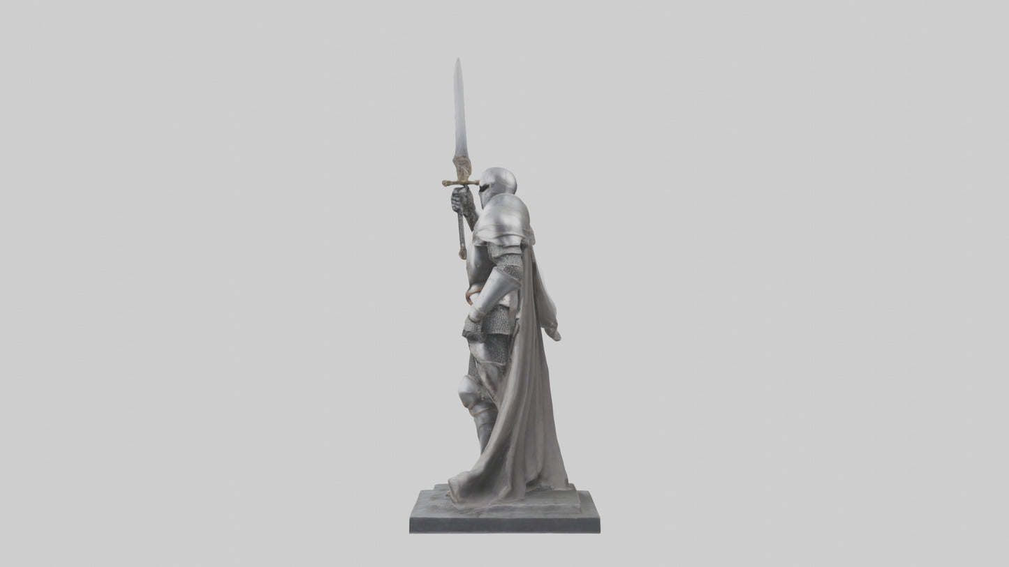 3D model Heroic Knight with Sword Statue model VR / AR / low-poly