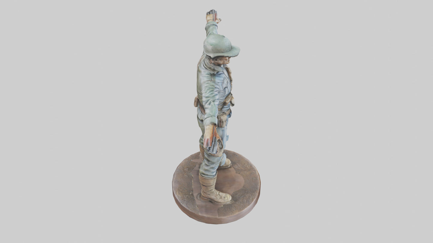 3D model Heroic Soldier with Rifle Statue model VR / AR / low-poly