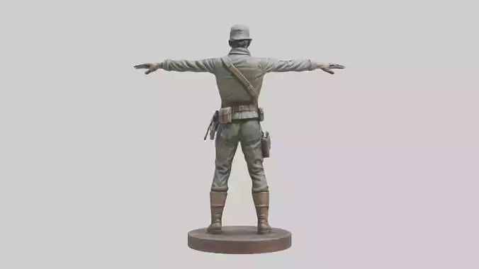 3D model Heroic Soldier with Rifle Statue model VR / AR / low-poly