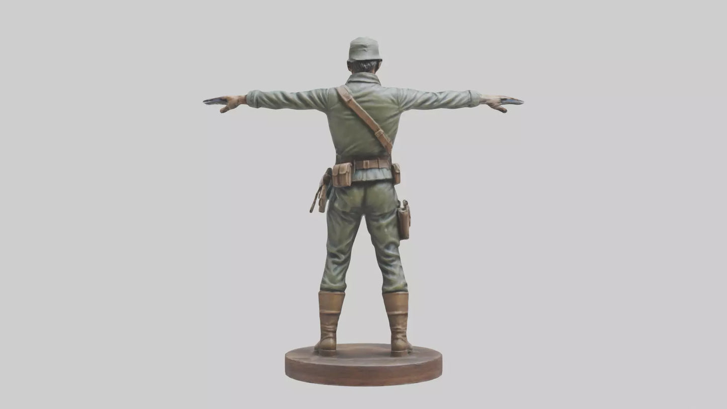 3D model Heroic Soldier with Rifle Statue model VR / AR / low-poly