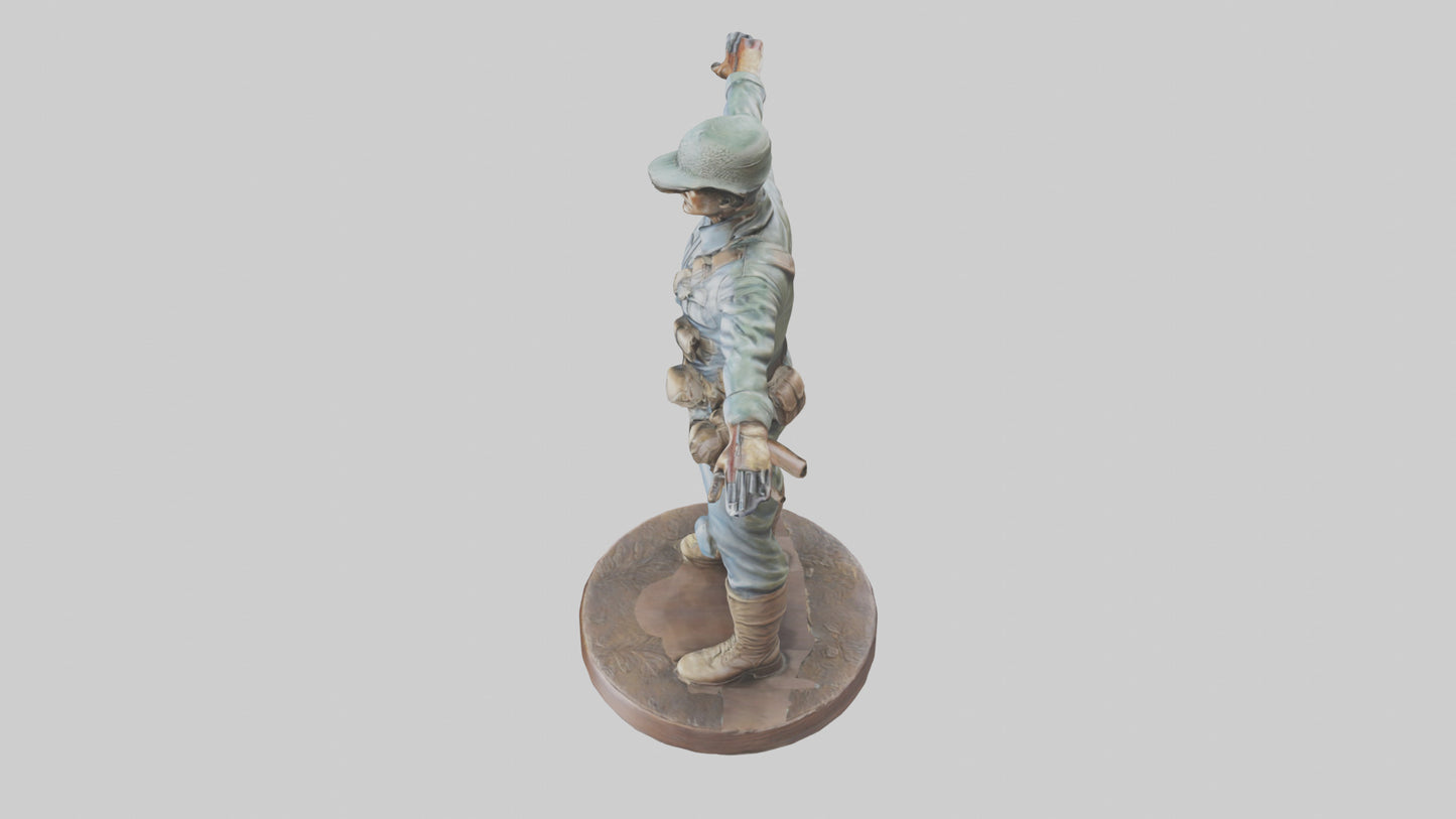 3D model Heroic Soldier with Rifle Statue model VR / AR / low-poly