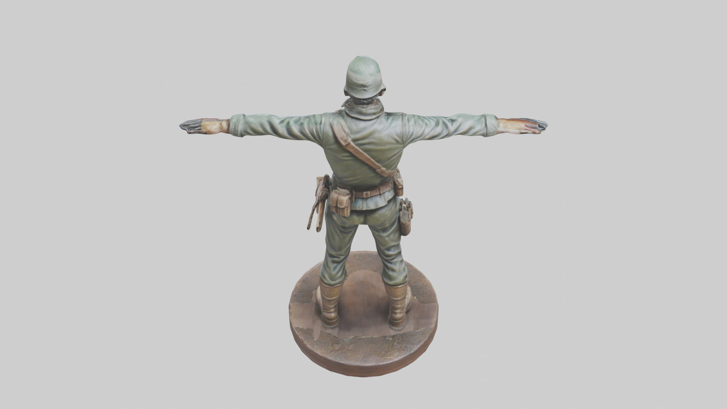 3D model Heroic Soldier with Rifle Statue model VR / AR / low-poly