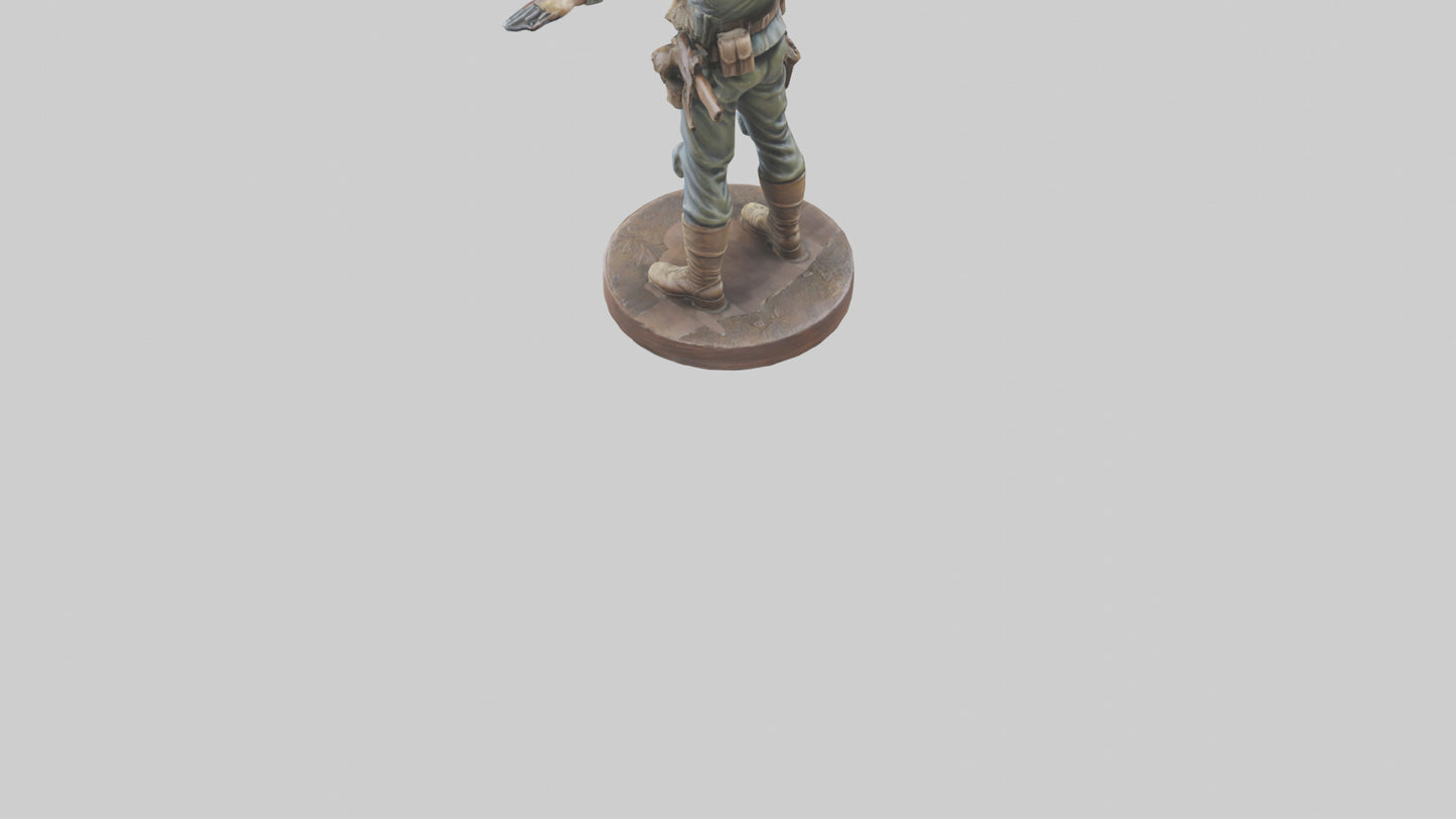 3D model Heroic Soldier with Rifle Statue model VR / AR / low-poly