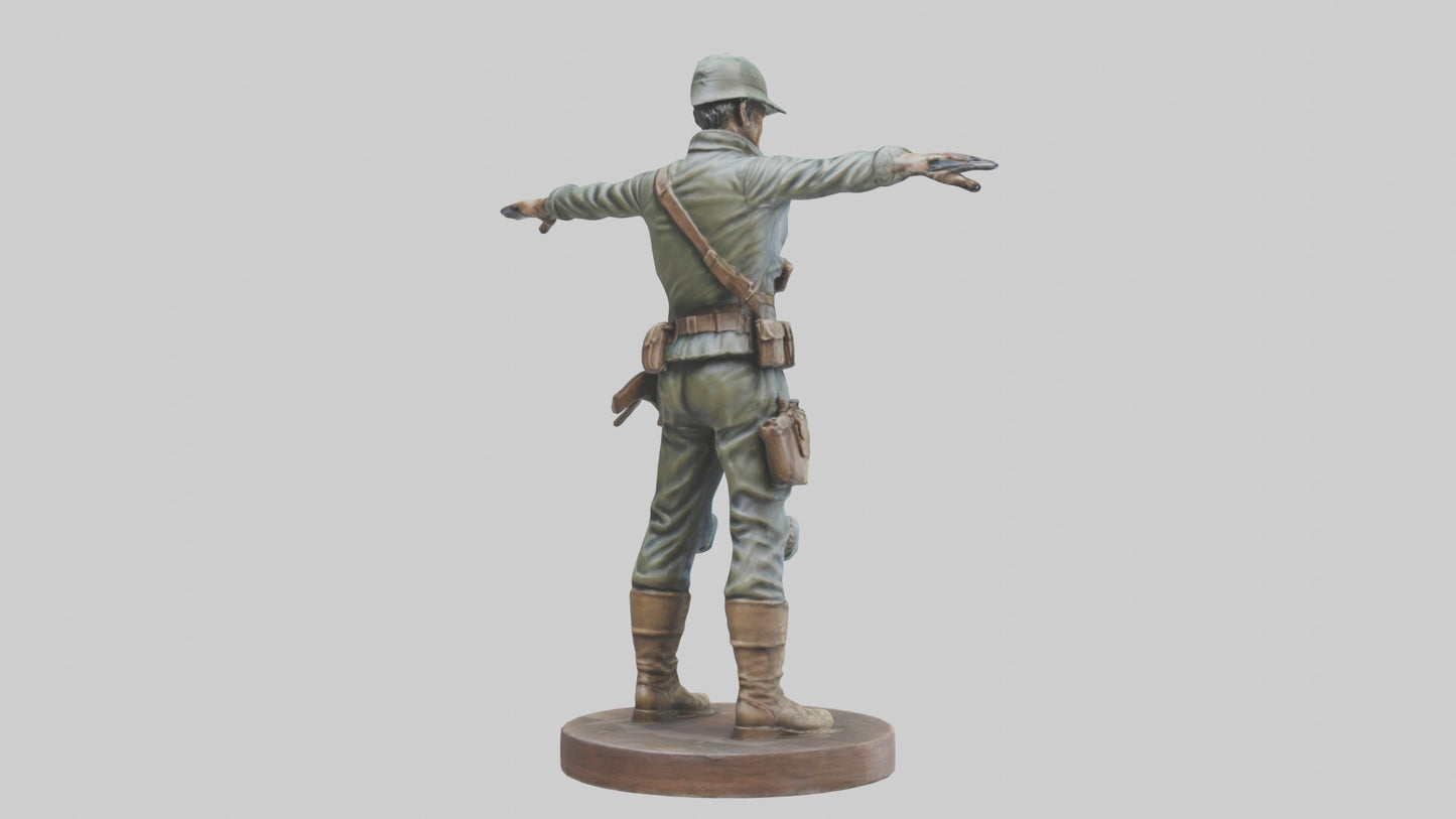 3D model Heroic Soldier with Rifle Statue model VR / AR / low-poly