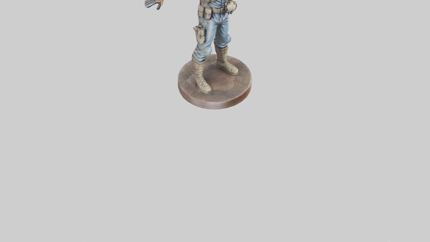 3D model Heroic Soldier with Rifle Statue model VR / AR / low-poly