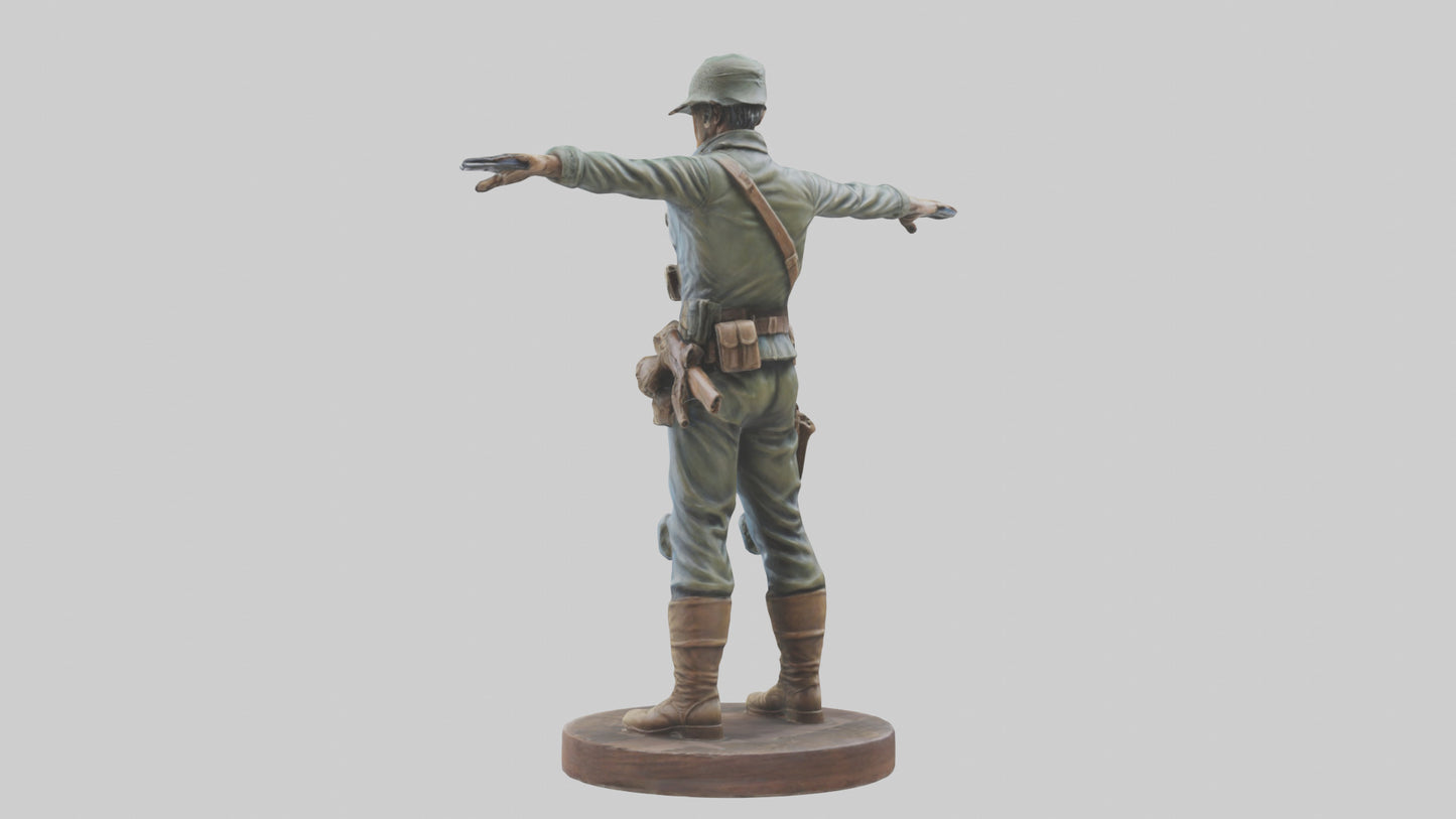 3D model Heroic Soldier with Rifle Statue model VR / AR / low-poly
