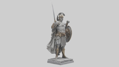 3D model Heroic Warrior with Sword and Shield Statue model VR / AR / low-poly