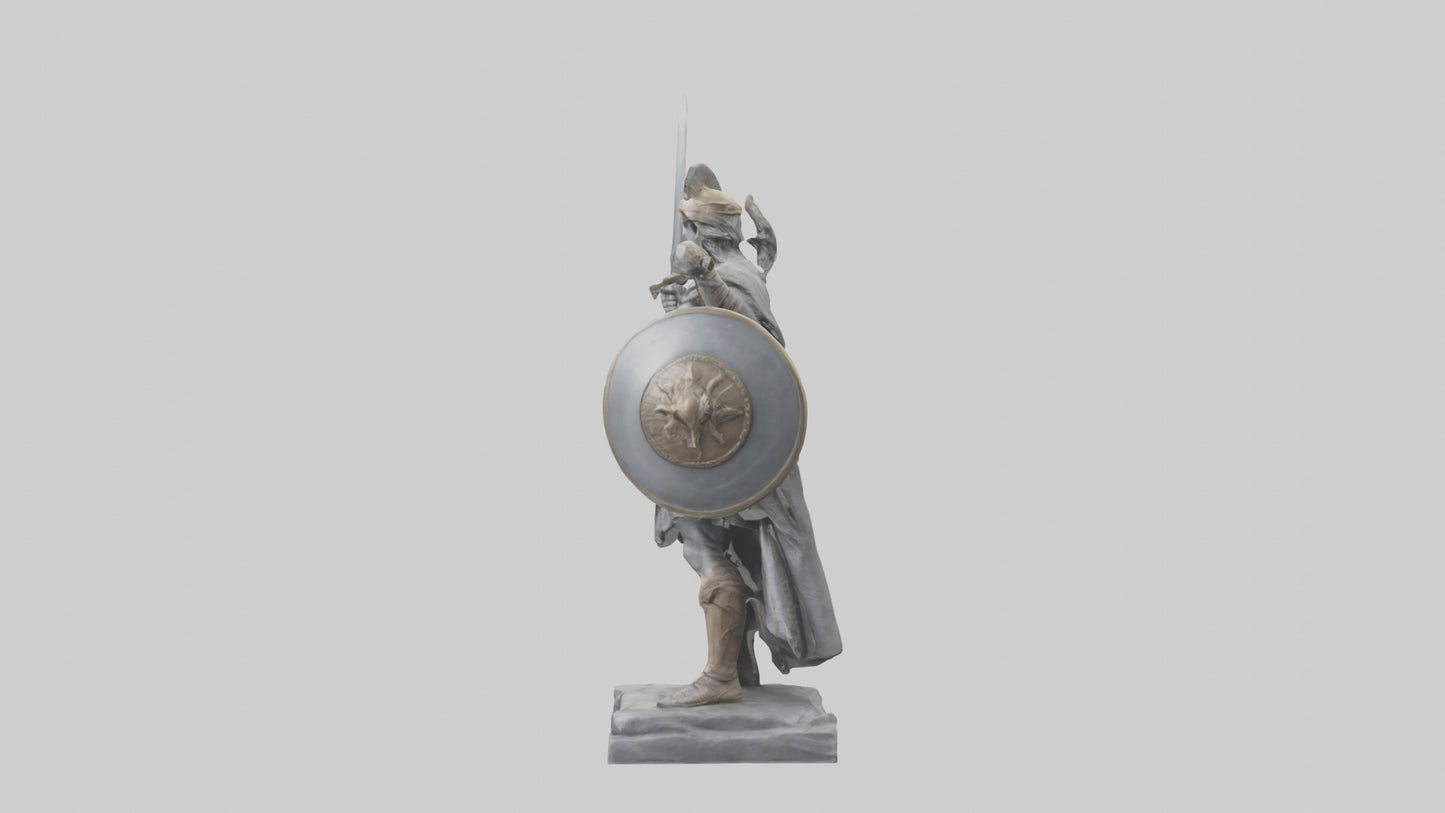 3D model Heroic Warrior with Sword and Shield Statue model VR / AR / low-poly