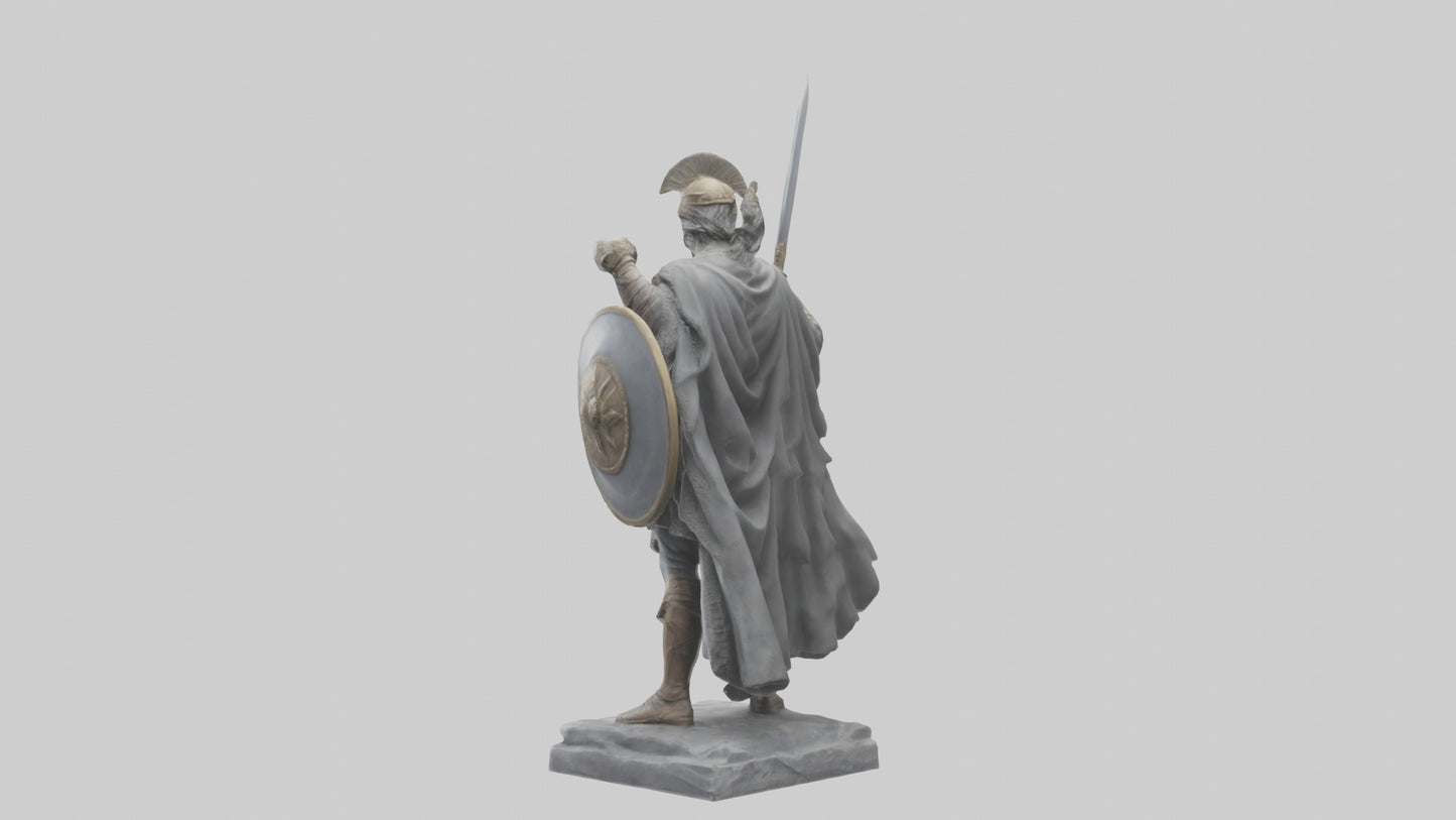 3D model Heroic Warrior with Sword and Shield Statue model VR / AR / low-poly