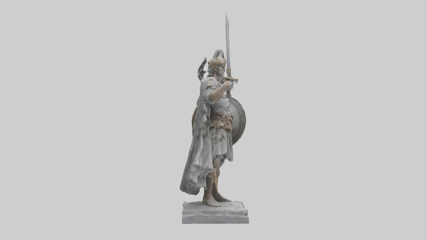 3D model Heroic Warrior with Sword and Shield Statue model VR / AR / low-poly