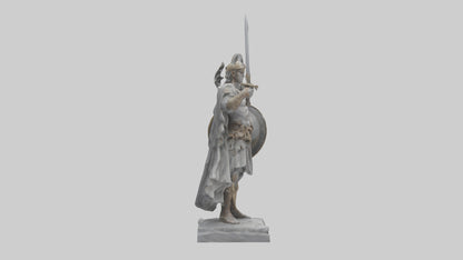 3D model Heroic Warrior with Sword and Shield Statue model VR / AR / low-poly