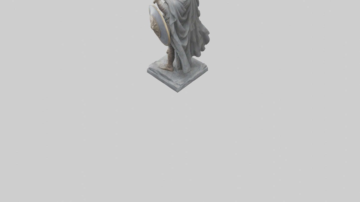 3D model Heroic Warrior with Sword and Shield Statue model VR / AR / low-poly