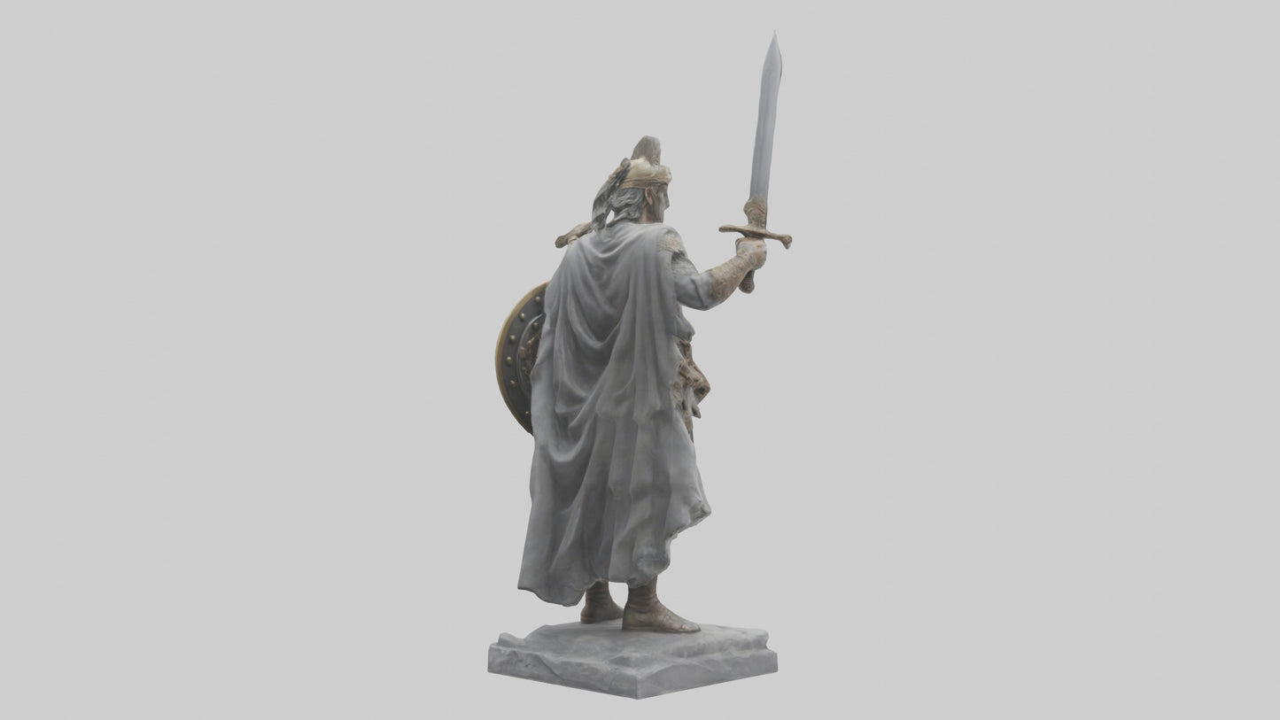 3D model Heroic Warrior with Sword and Shield Statue model VR / AR / low-poly