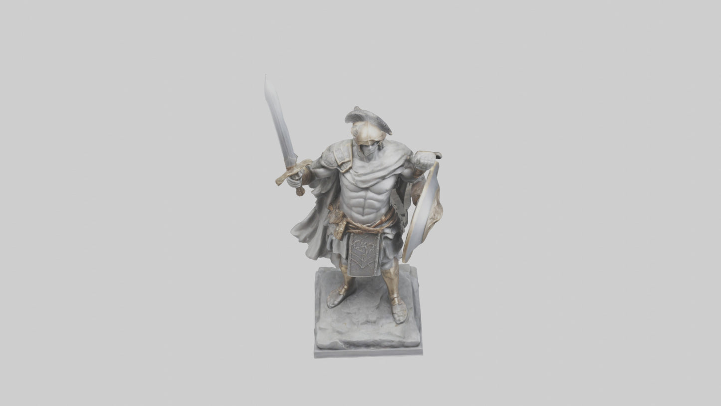 3D model Heroic Warrior with Sword and Shield Statue model VR / AR / low-poly