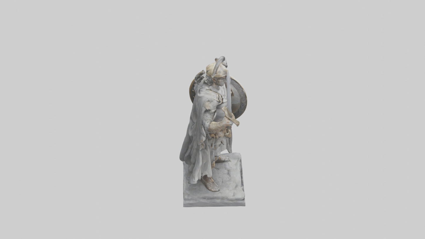 3D model Heroic Warrior with Sword and Shield Statue model VR / AR / low-poly