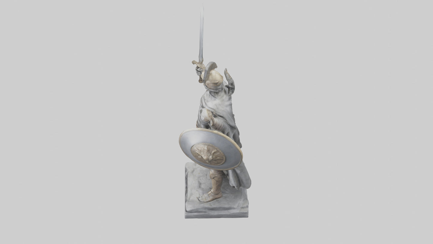 3D model Heroic Warrior with Sword and Shield Statue model VR / AR / low-poly