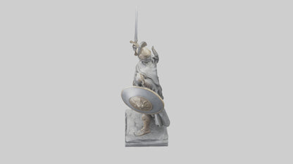 3D model Heroic Warrior with Sword and Shield Statue model VR / AR / low-poly