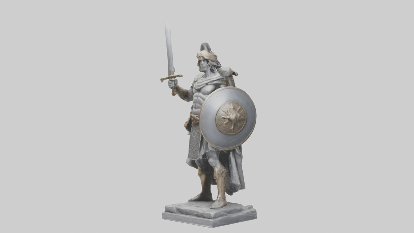 3D model Heroic Warrior with Sword and Shield Statue model VR / AR / low-poly