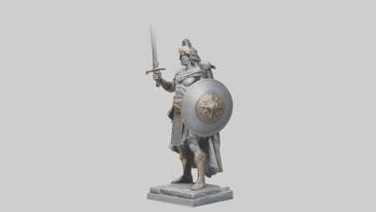 3D model Heroic Warrior with Sword and Shield Statue model VR / AR / low-poly