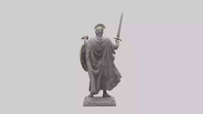 3D model Heroic Warrior with Sword and Shield Statue model VR / AR / low-poly