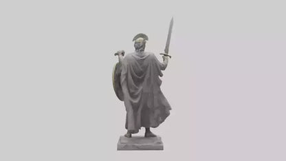 3D model Heroic Warrior with Sword and Shield Statue model VR / AR / low-poly