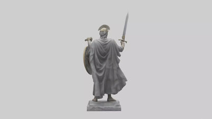 3D model Heroic Warrior with Sword and Shield Statue model VR / AR / low-poly