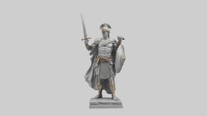 3D model Heroic Warrior with Sword and Shield Statue model VR / AR / low-poly