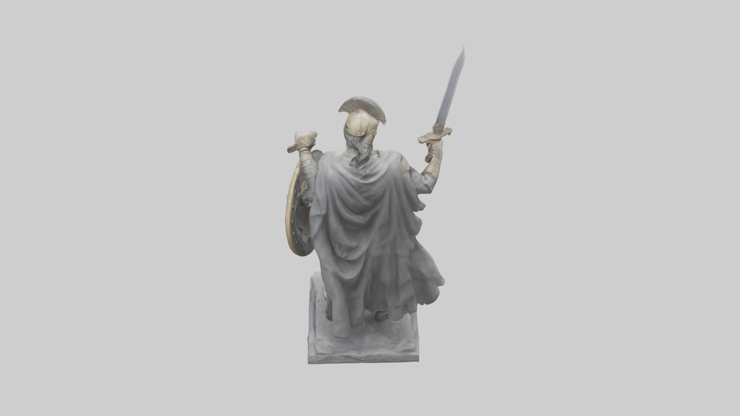 3D model Heroic Warrior with Sword and Shield Statue model VR / AR / low-poly