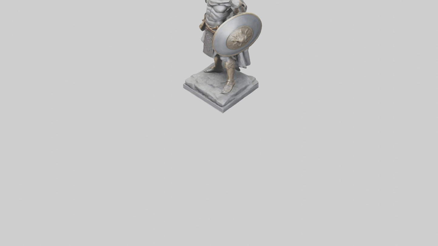 3D model Heroic Warrior with Sword and Shield Statue model VR / AR / low-poly