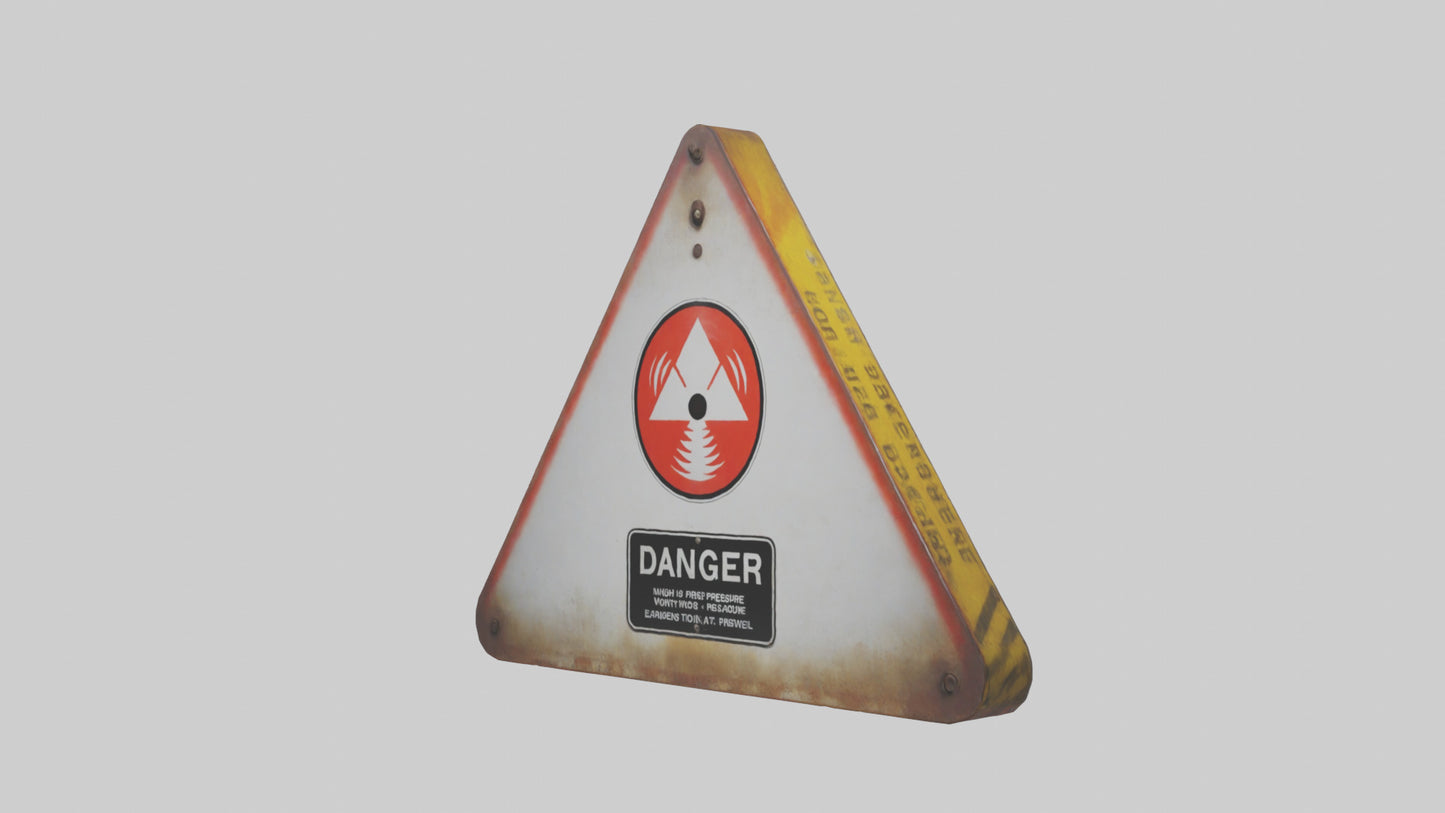 3D model High Pressure Danger Sign model VR / AR / low-poly