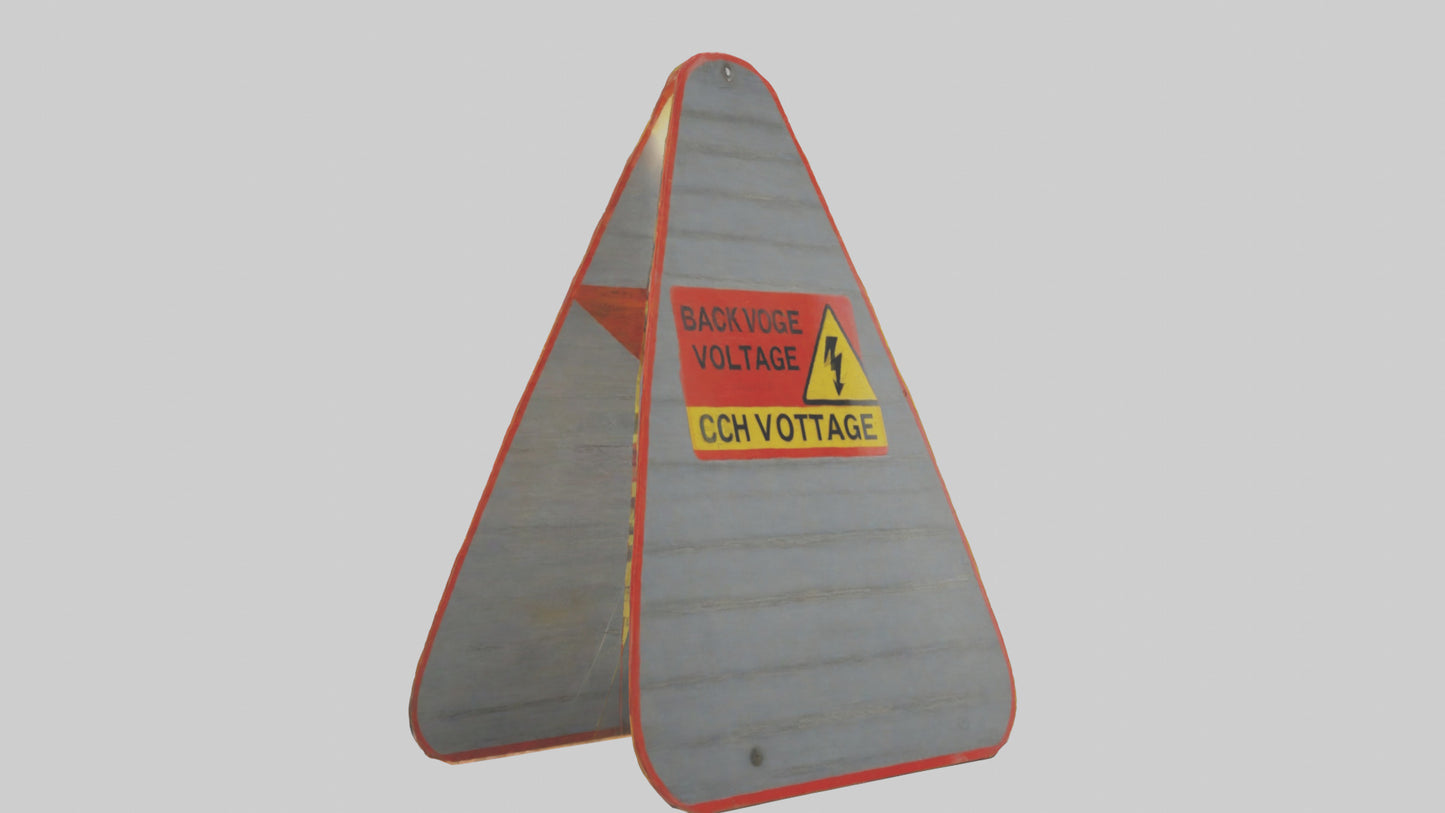 3D model High Voltage Caution Sign model VR / AR / low-poly