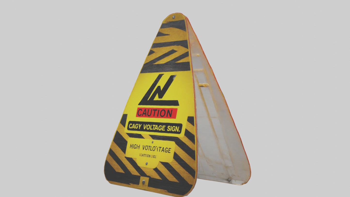 3D model High Voltage Caution Sign model VR / AR / low-poly