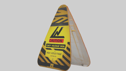 3D model High Voltage Caution Sign model VR / AR / low-poly